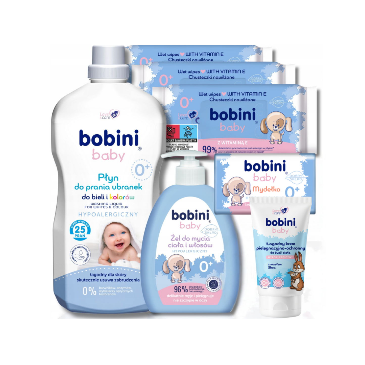Bobini Baby kūdikių priežiūros rinkinys (7 dalių) - nuo pirmos gyvenimo dienos