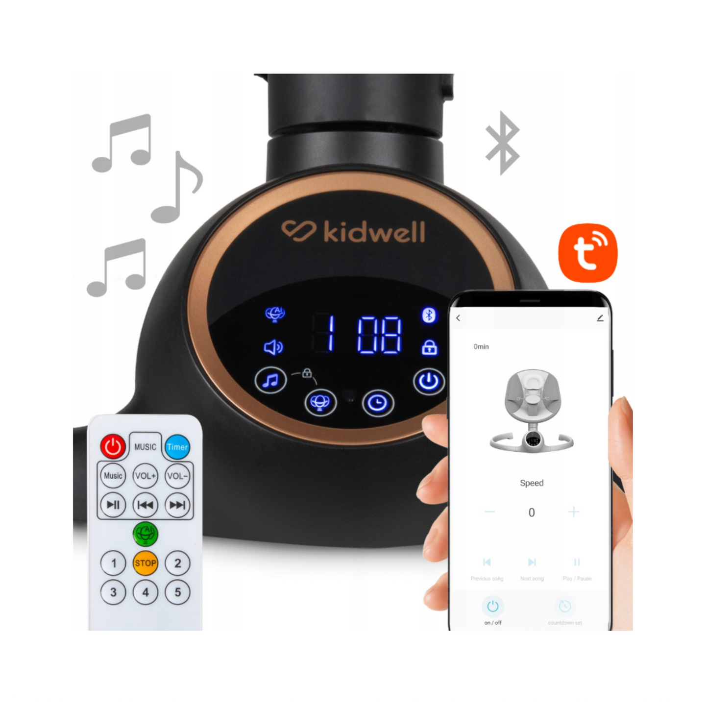 Elektrinis kūdikio gultukas KIDWELL REVE 2in1 (smėlio/aukso)