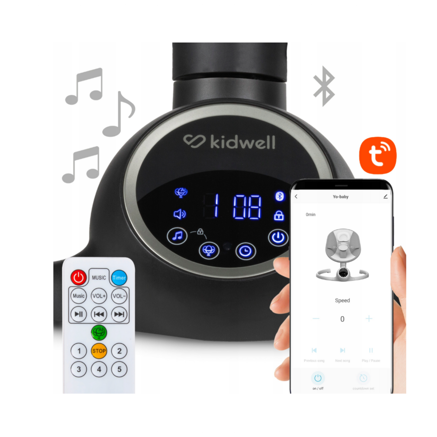Elektrinis kūdikio gultukas KIDWELL REVE 2in1 (pilkas/sidabrinis)