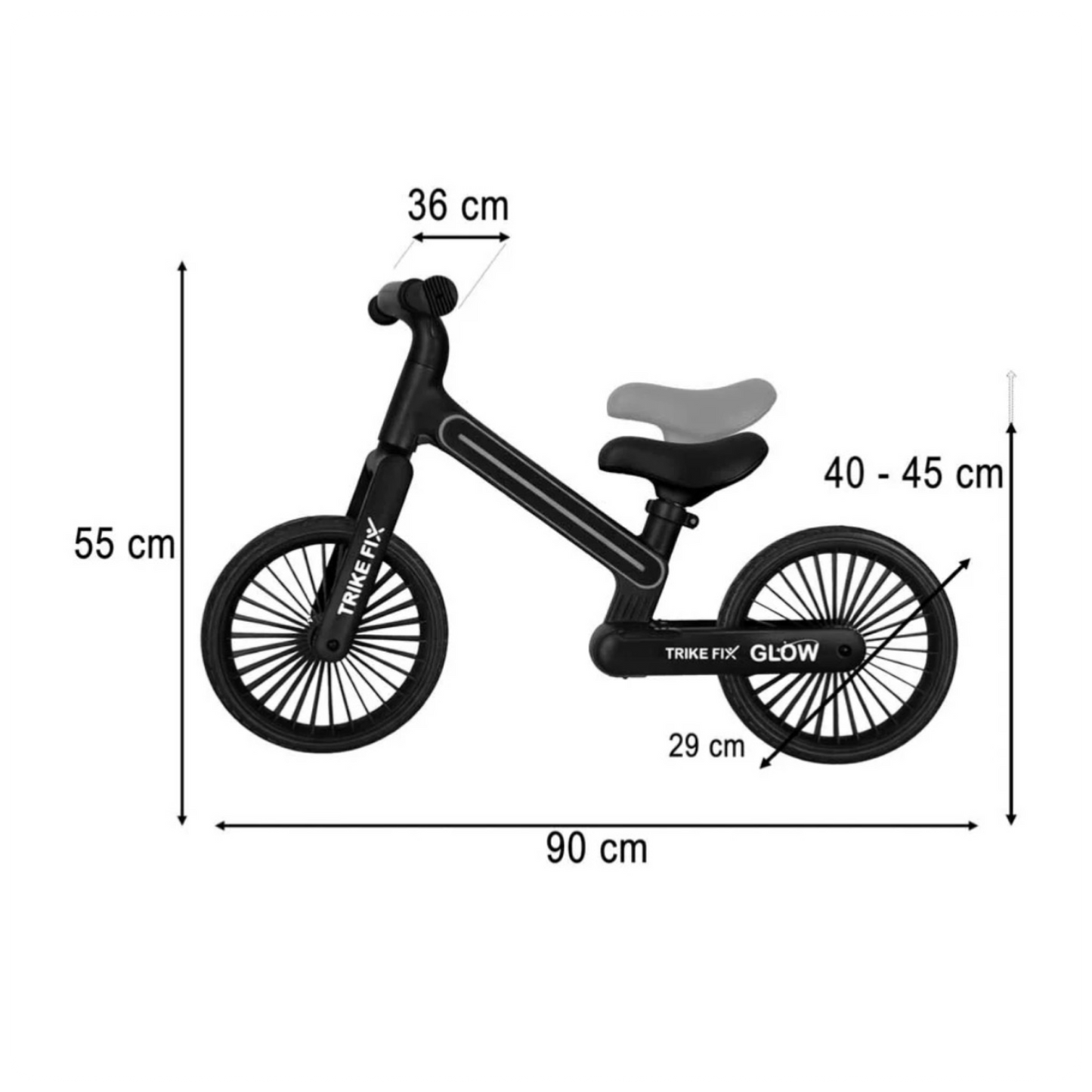 Balansinis dviratukas Trike Fix Glow su LED apšvietimu, juodas