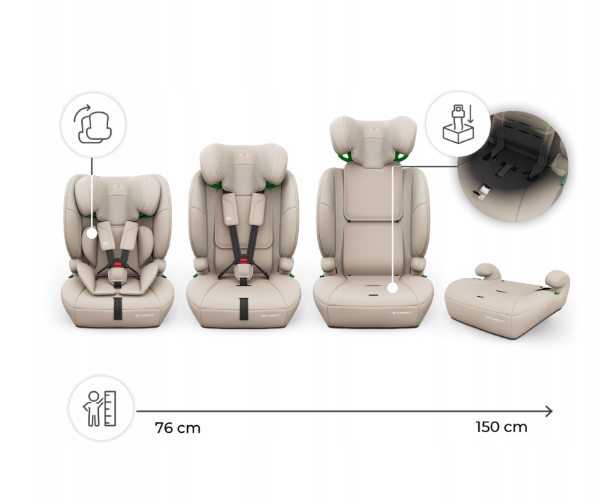 KINDERKRAFT Automobilinė kėdutė COMFORT UP 2 PLUS i-Size smėlinė