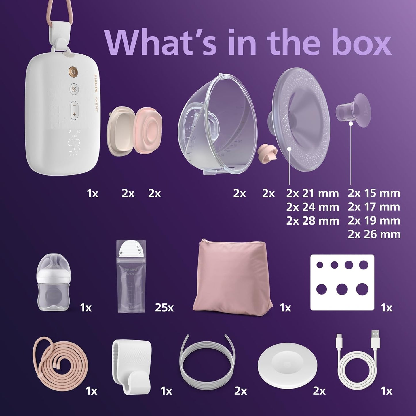 Philips Avent Hands-Free elektrinis dvigubas pientraukis, pradžios rinkinys SCD553/11