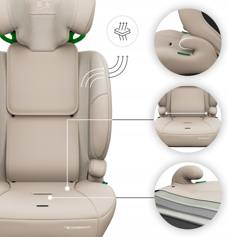 KINDERKRAFT Automobilinė kėdutė COMFORT UP 2 PLUS i-Size smėlinė