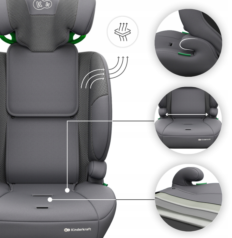 KINDERKRAFT Automobilinė kėdutė COMFORT UP 2 PLUS i-Size pilka
