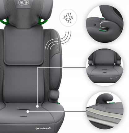 KINDERKRAFT Automobilinė kėdutė COMFORT UP 2 PLUS i-Size pilka