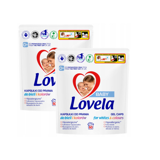 Lovela Baby skalbimo kapsulės kūdikių drabužiams - 120 vnt.