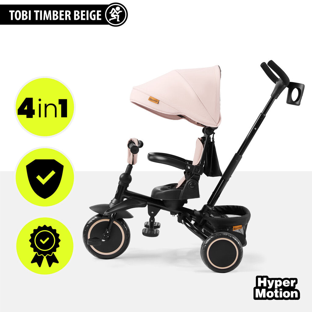Triratukas HyperMotion TOBI TIMBER – sulankstomas, daugiafunkcis, smėlio spalvos